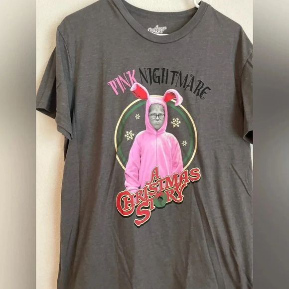 A Christmas Story Mens Ralphie Pink Nightmare Sleepwear Pajama Set size L - Picture 5 of 9